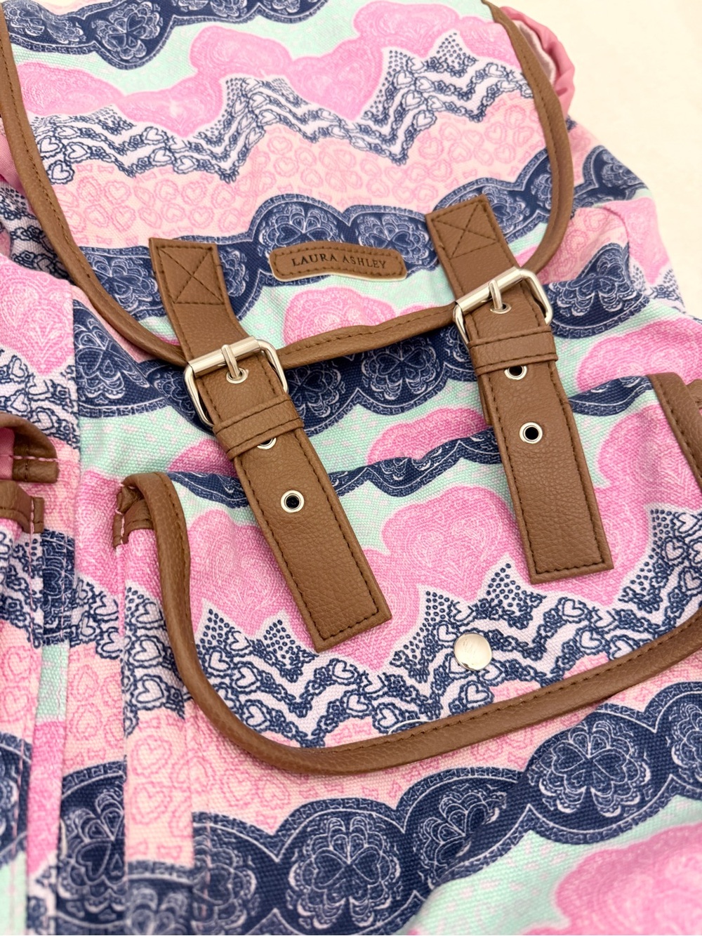 Laura Ashley Patterned Canvas Backpack - Picture 2 of 8